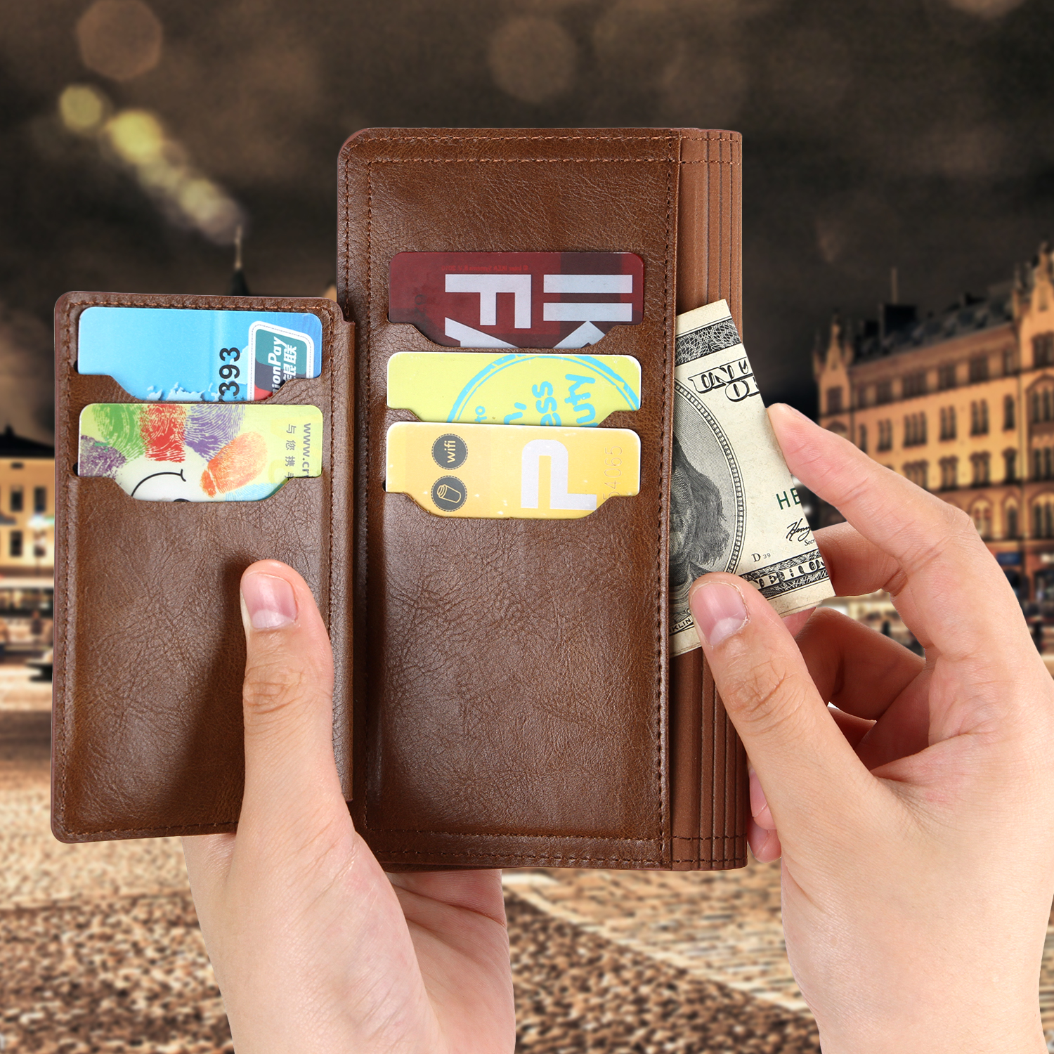 Zipper Pocket Wallet Leather Stand Case for Samsung Galaxy A51 SM-A515 - Orange-7