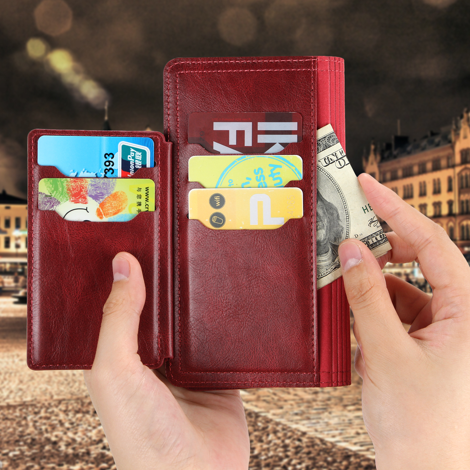Zipper Pocket Wallet Leather Stand Case for Samsung Galaxy A51 SM-A515 - Orange-8