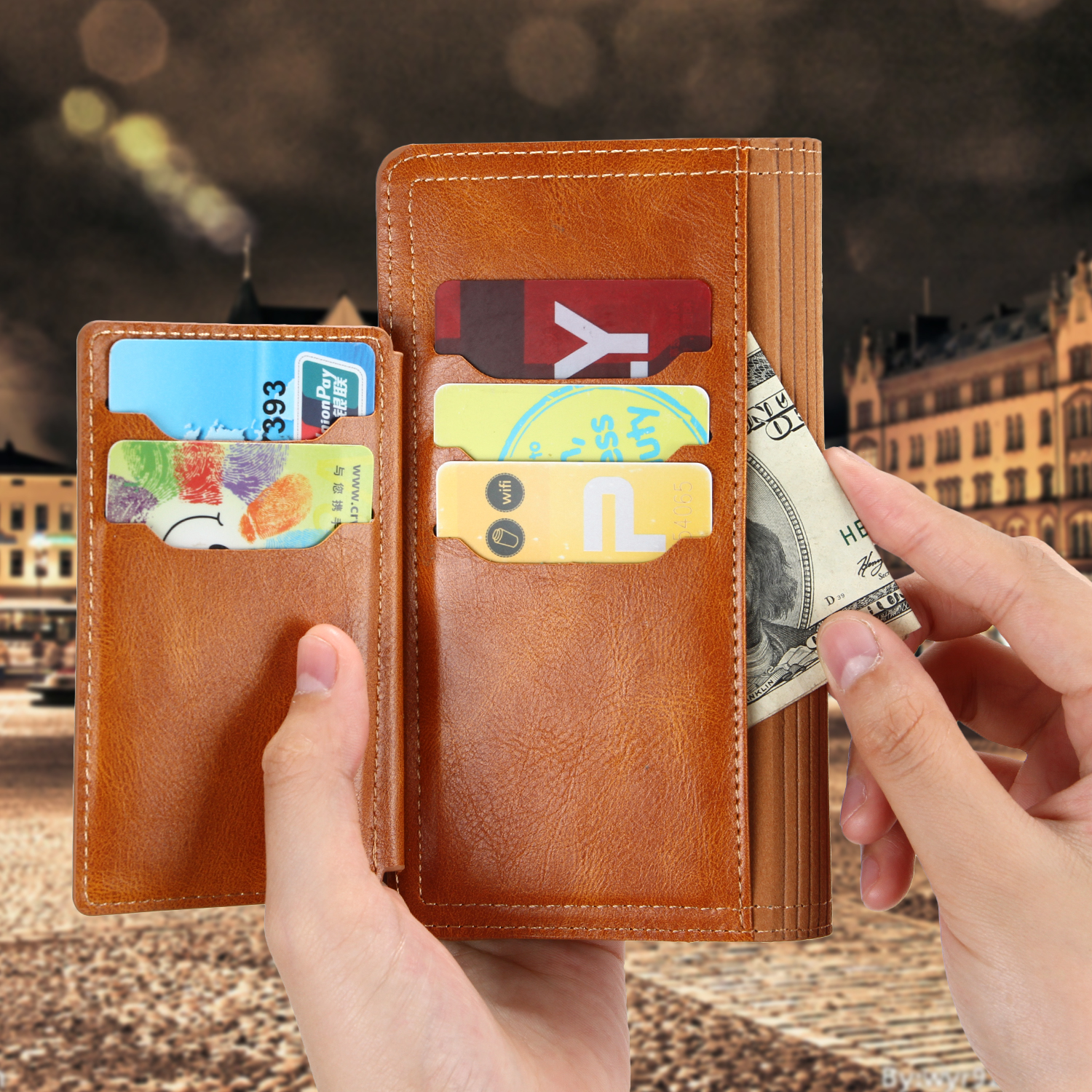 Zipper Pocket Wallet Leather Stand Case for Samsung Galaxy A51 SM-A515 - Orange-9