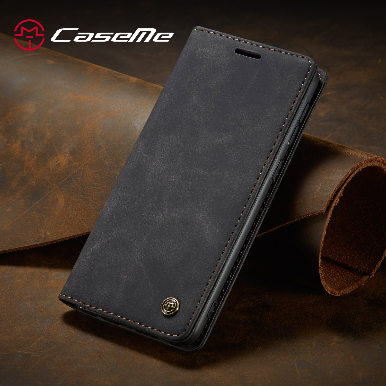 CASEME 013 Serio Auto Absorvido Caixa de Carteira de Capa de Couro Para Samsung Galaxy M30/a40s - Preto