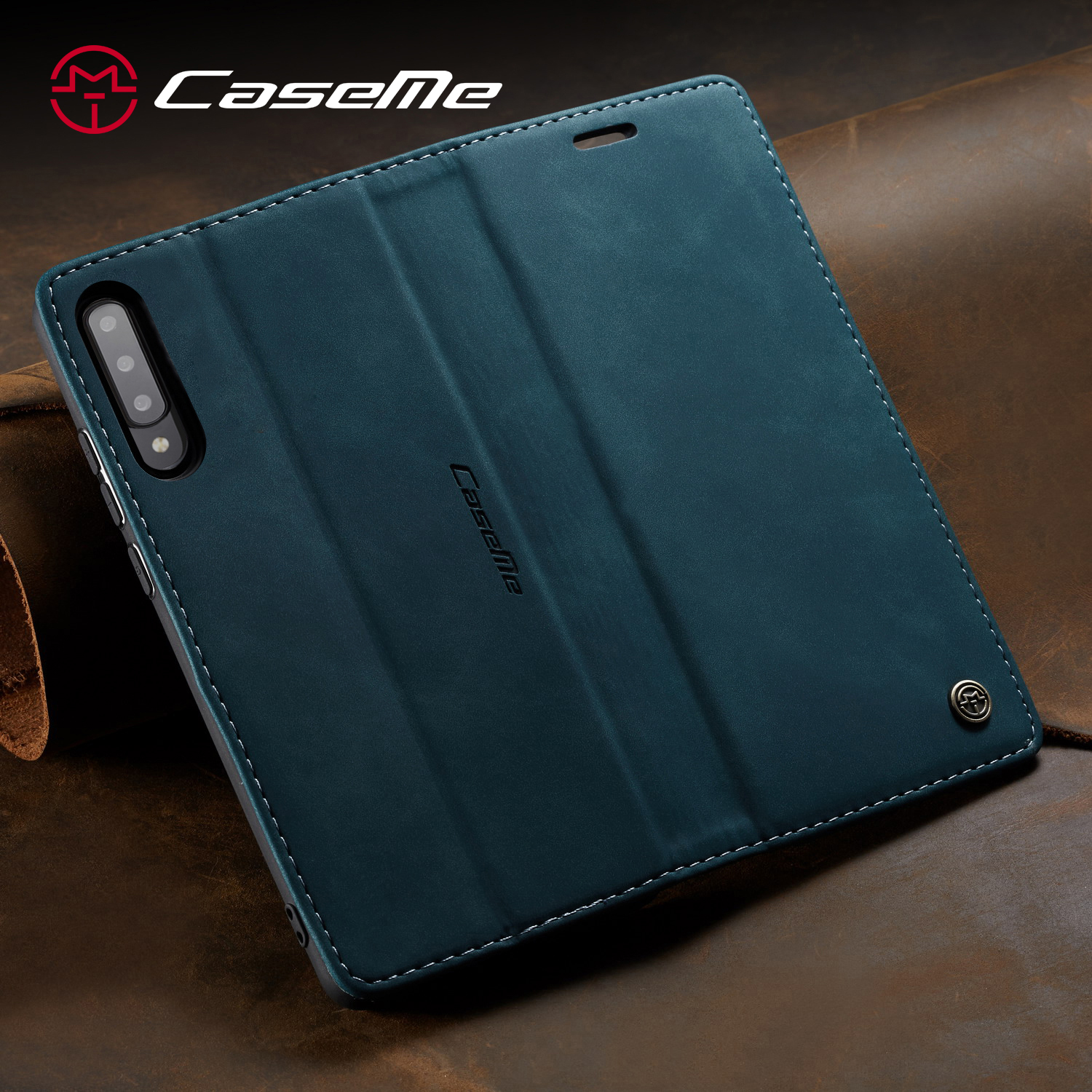 CASEME 013 Série Auto-absorvido Caixa da Carteira de Couro Flip Para Samsung Galaxy A70s - Preto