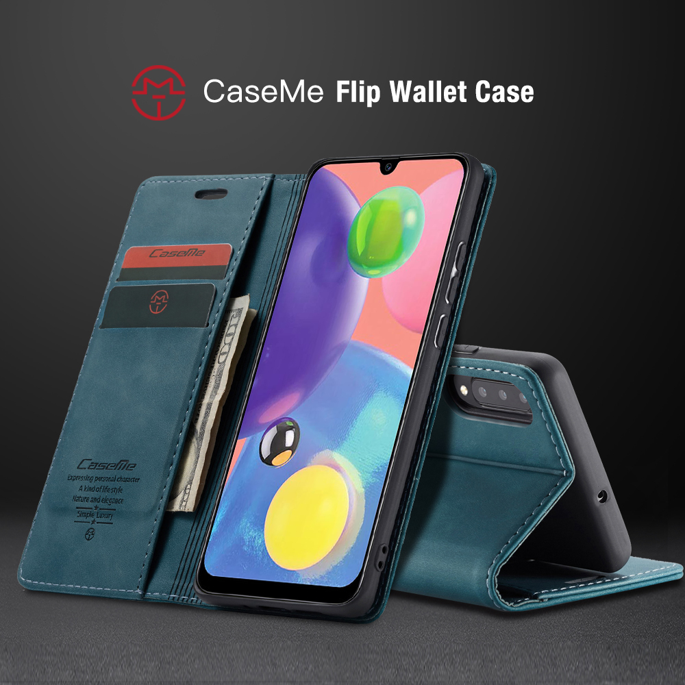 Caseme 013 Serie Auto-absorbiertes Leder Brieftasche Hülle Flip Shell Für Samsung Galaxy A70s - Schwarz