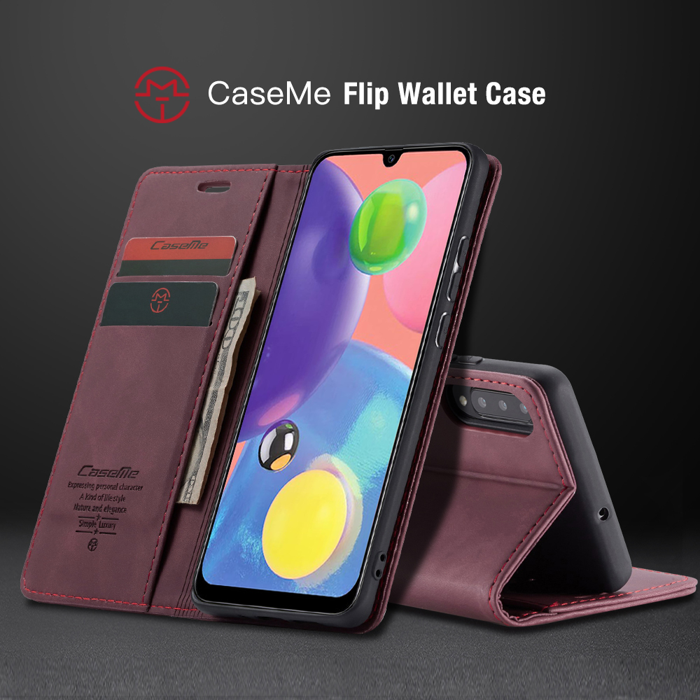 Caseme 013 Serie Auto-absorbiertes Leder Brieftasche Hülle Flip Shell Für Samsung Galaxy A70s - Schwarz