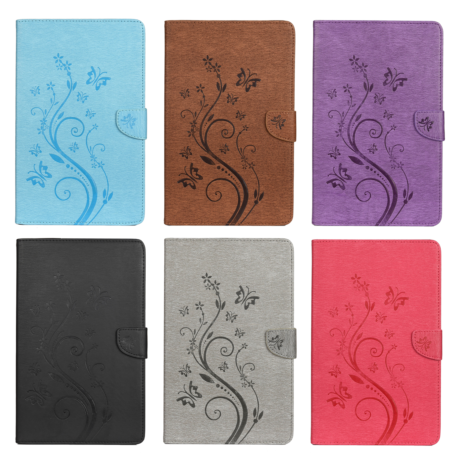 Butterfly Flowers Imprinted Leather Tablet Shell for Samsung Galaxy Tab A 8.4 (2020) - Black-8