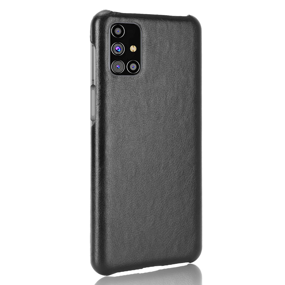 Litchi Skin Leather Coated PC Phone Case for Samsung Galaxy M31s - Black-3