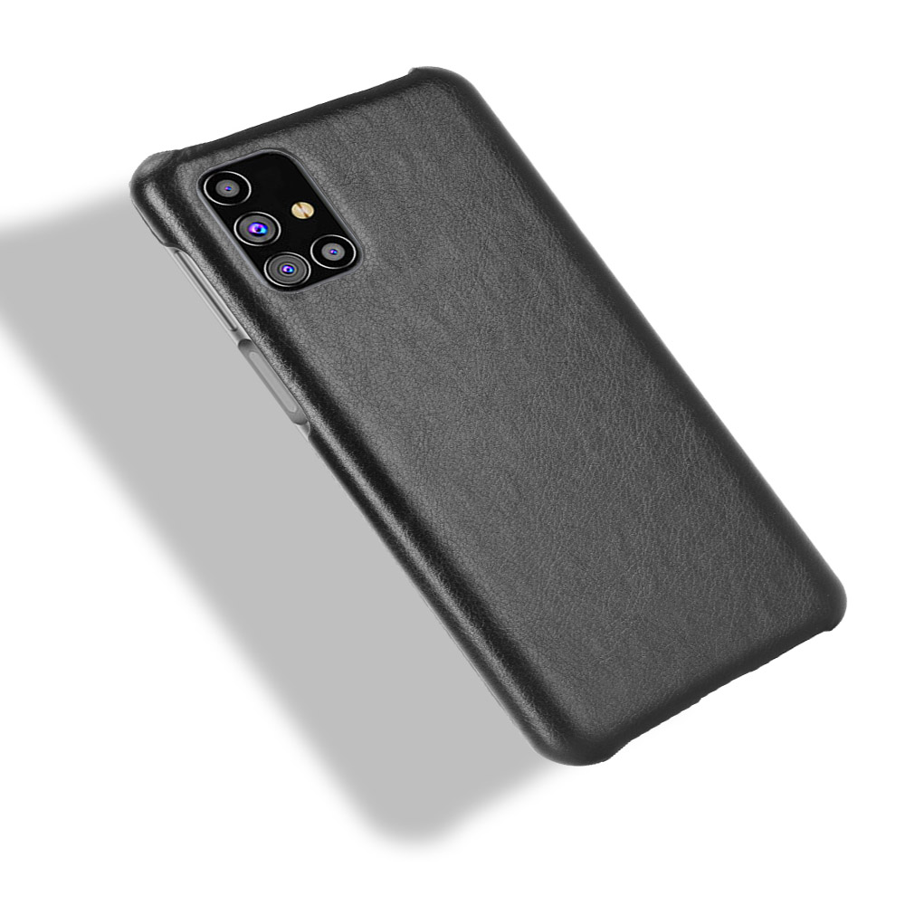 Litchi Skin Leather Coated PC Phone Case for Samsung Galaxy M31s - Black-4