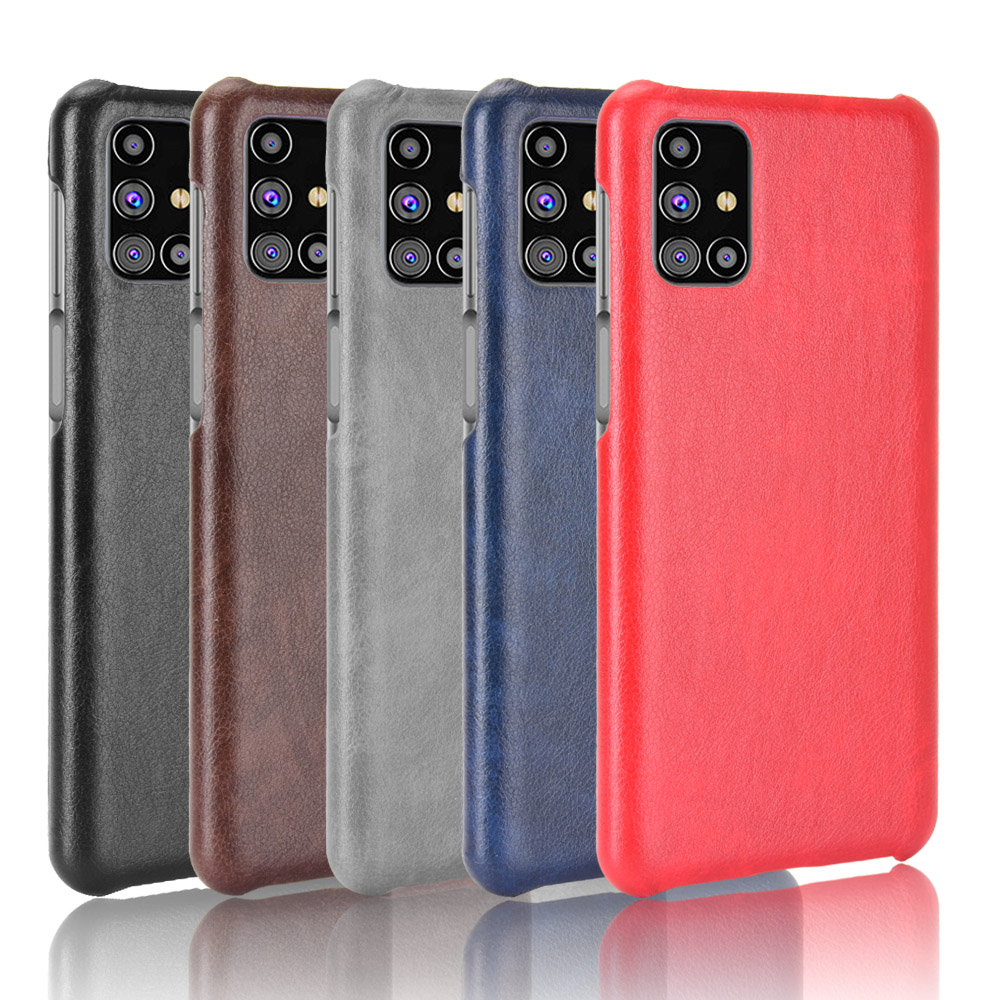 Litchi Skin Leather Coated PC Phone Case for Samsung Galaxy M31s - Black-6