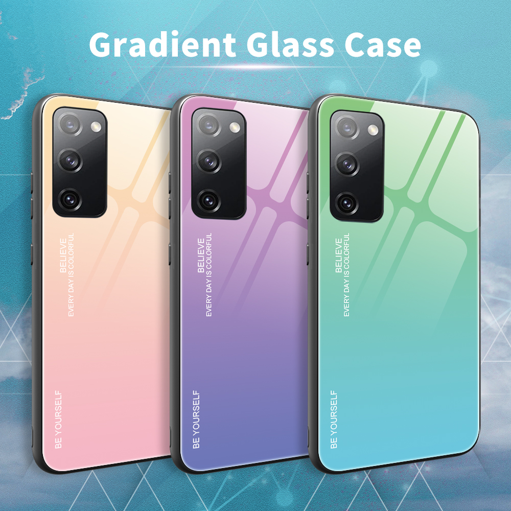 TPU -hybrid -hülle Von Gradienten -temperaturglas PC Für Samsung Galaxy S20 fe 4g/fe 5G/S20 Lite/S20 fe 2022 - Rosa / Blau