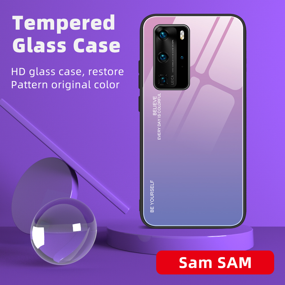 TPU -hybrid -hülle Von Gradienten -temperaturglas PC Für Samsung Galaxy S20 fe 4g/fe 5G/S20 Lite/S20 fe 2022 - Rosa / Blau