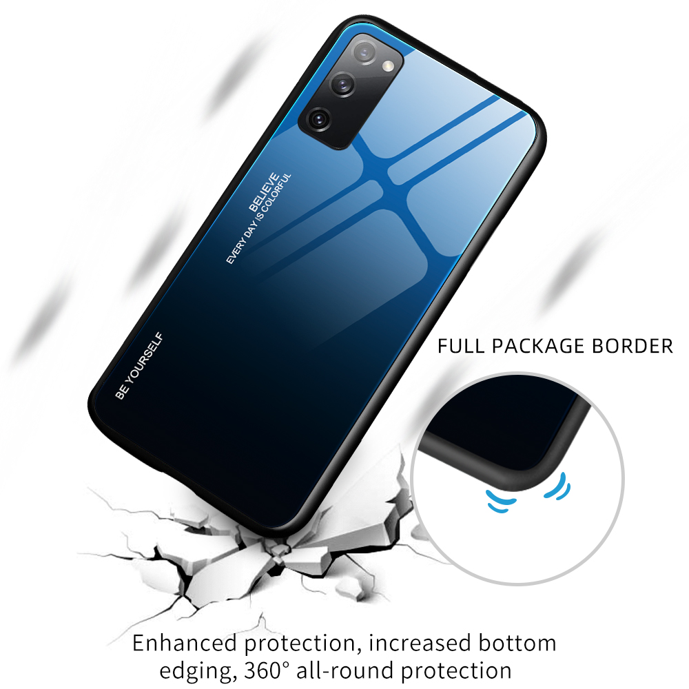 TPU -hybrid -hülle Von Gradienten -temperaturglas PC Für Samsung Galaxy S20 fe 4g/fe 5G/S20 Lite/S20 fe 2022 - Rosa / Blau