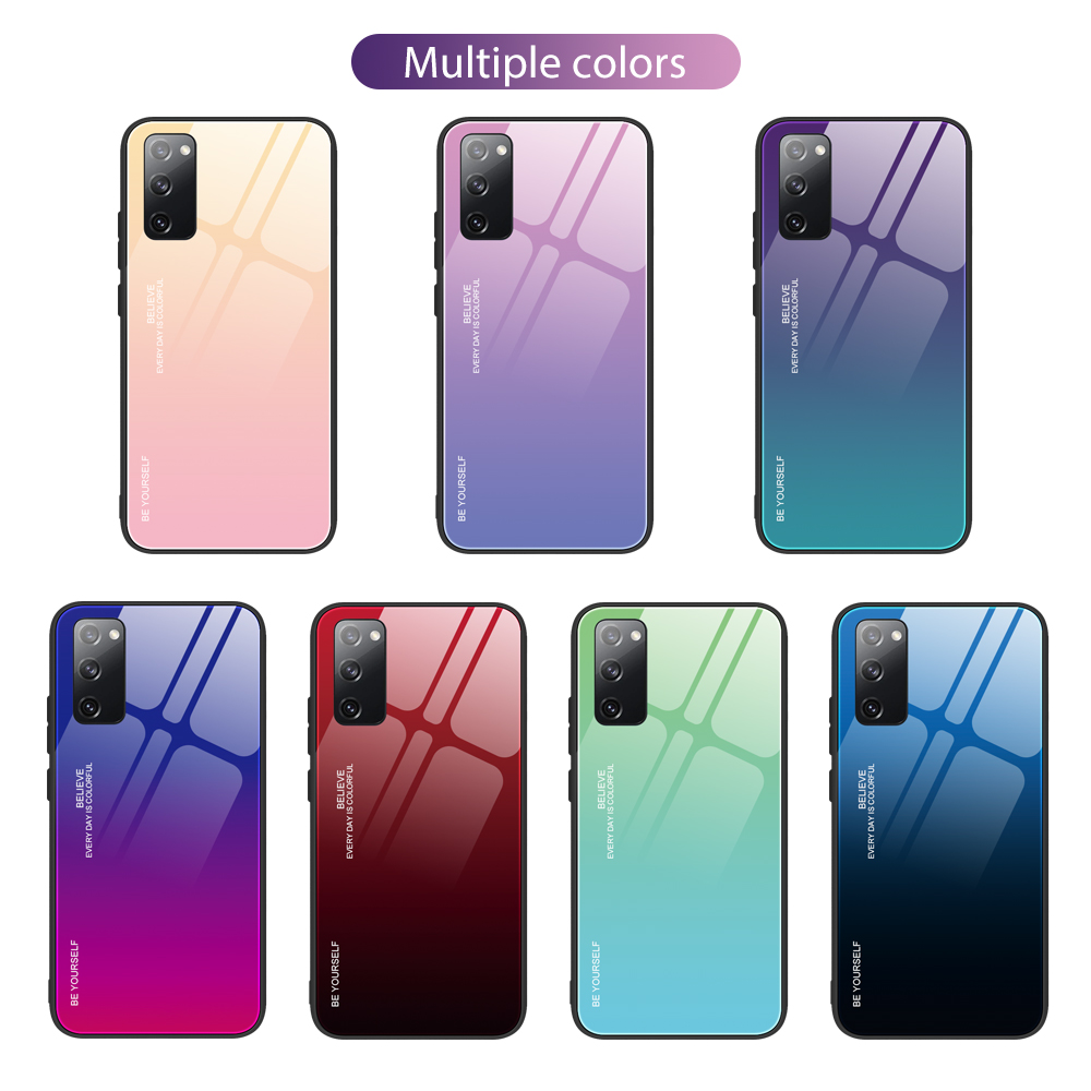 TPU -hybrid -hülle Von Gradienten -temperaturglas PC Für Samsung Galaxy S20 fe 4g/fe 5G/S20 Lite/S20 fe 2022 - Rosa / Blau