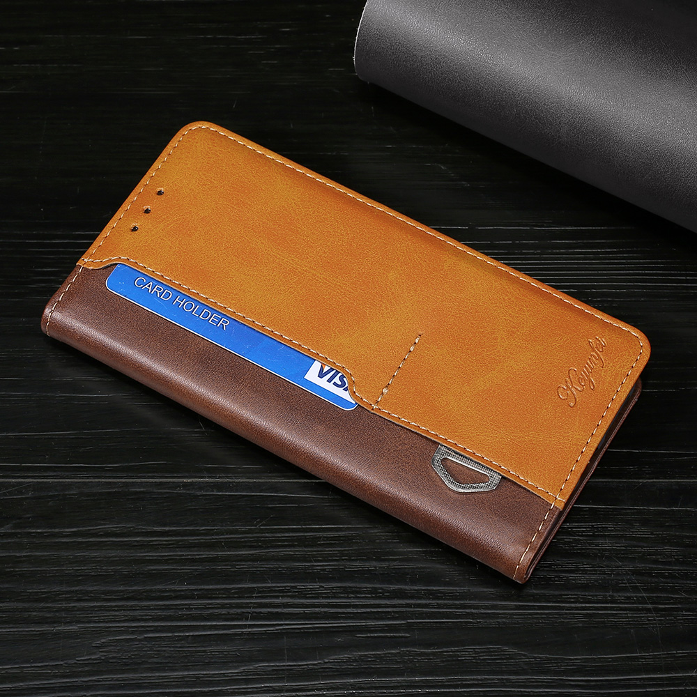 Contrast-Color Leather Wallet Phone Cover Case with Side Buckle for Samsung Galaxy S20 FE/S20 Fan Edition/S20 FE 5G/S20 Fan Edition 5G/S20 Lite - Light Brown/Brown-10