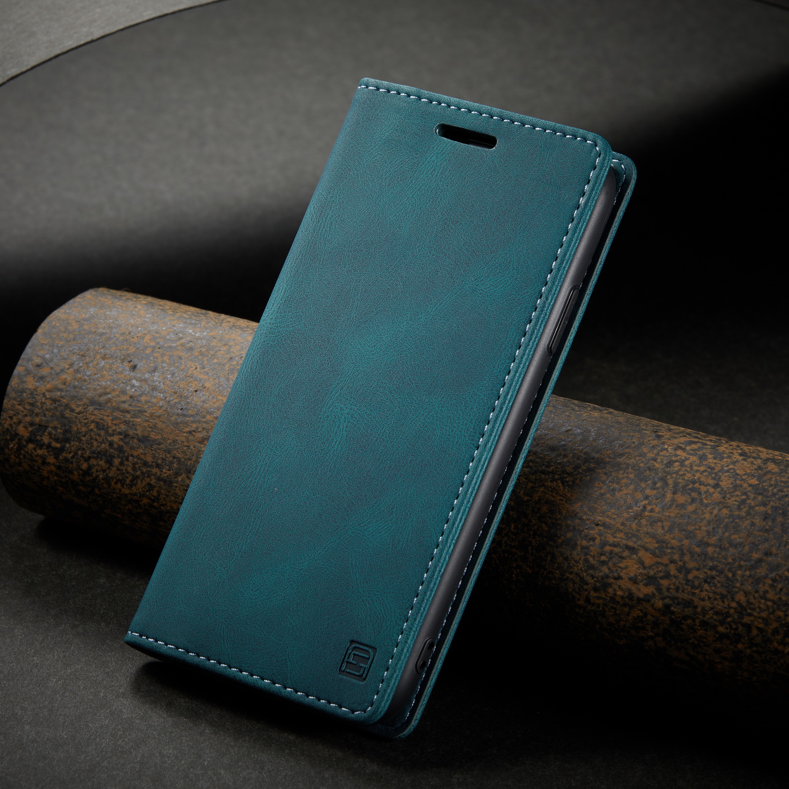 Autspace Серии A01 Серия RFID Blocking Wallet Retro Matte Leather Phone Case Для Iphone 11 6,1 Дюйма - Синий