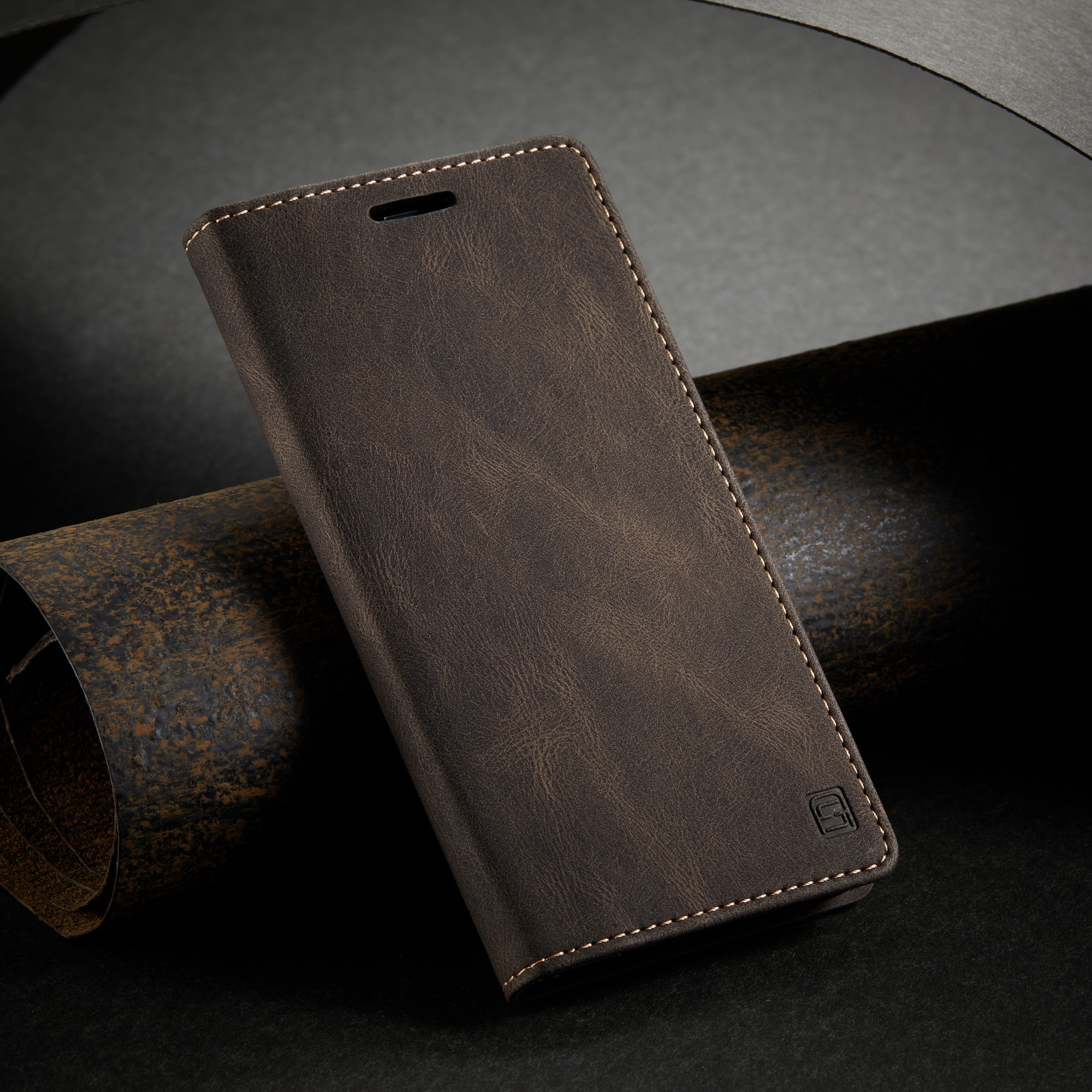 Autspace Серии A01 Серия RFID Blocking Wallet Retro Matte Leather Phone Case Для Iphone 11 6,1 Дюйма - Синий