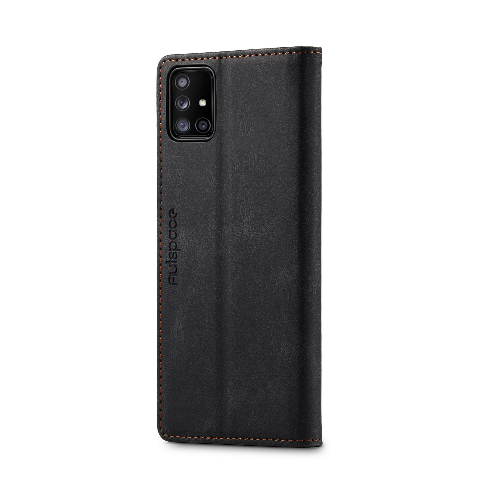 AUTSPACE A01 Series RFID Blocking Retro Matte Leather Stand Case Wallet for Samsung Galaxy A71 SM-A715 - Black-7