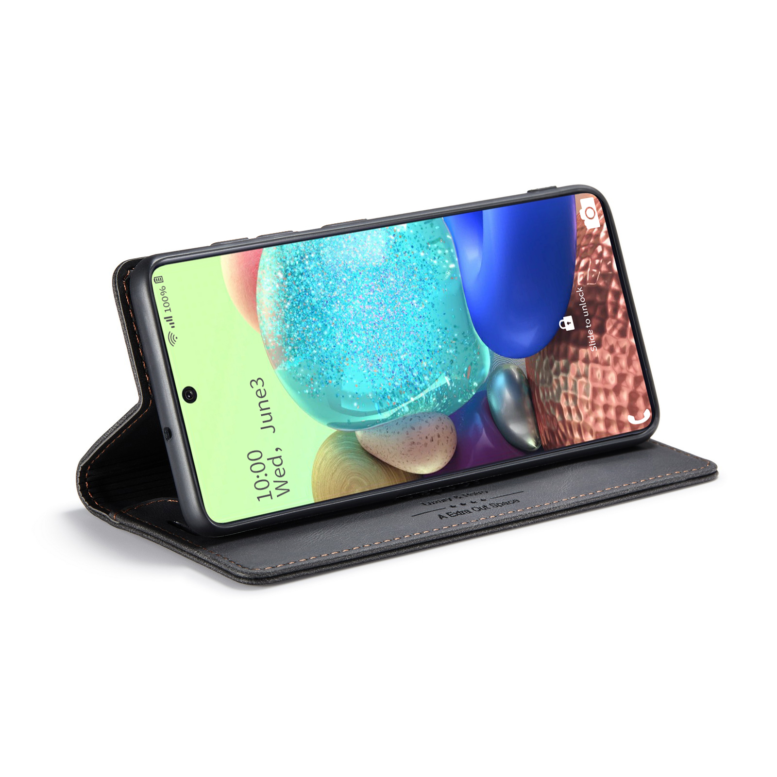 AUTSPACE A01 Series RFID Blocking Retro Matte Leather Stand Case Wallet for Samsung Galaxy A71 SM-A715 - Black-16