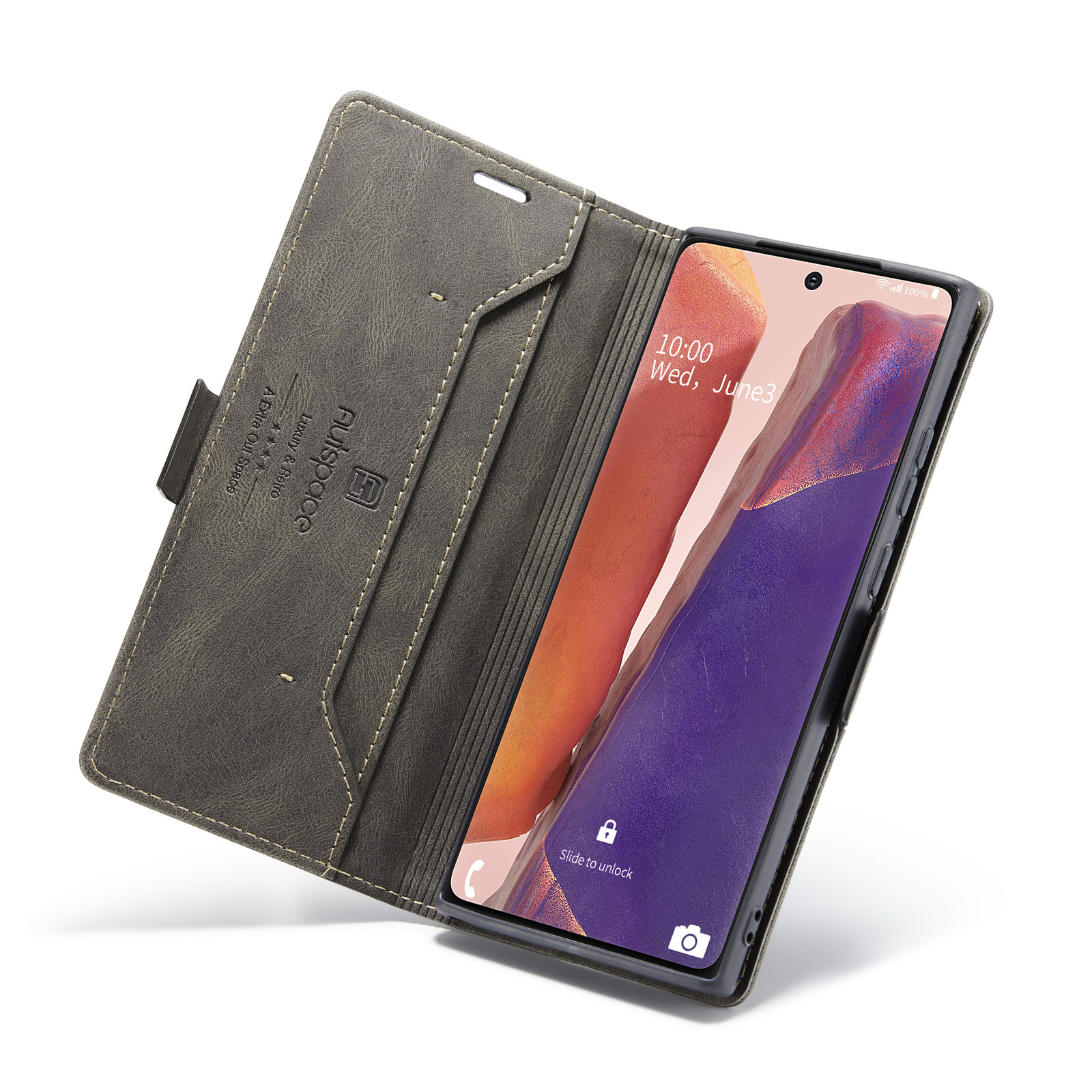 AUTSPACE A01 Series RFID Blocking Retro Matte Leather Stand Case Wallet for Samsung Galaxy Note 20 5G / Galaxy Note 20 - Coffee-21
