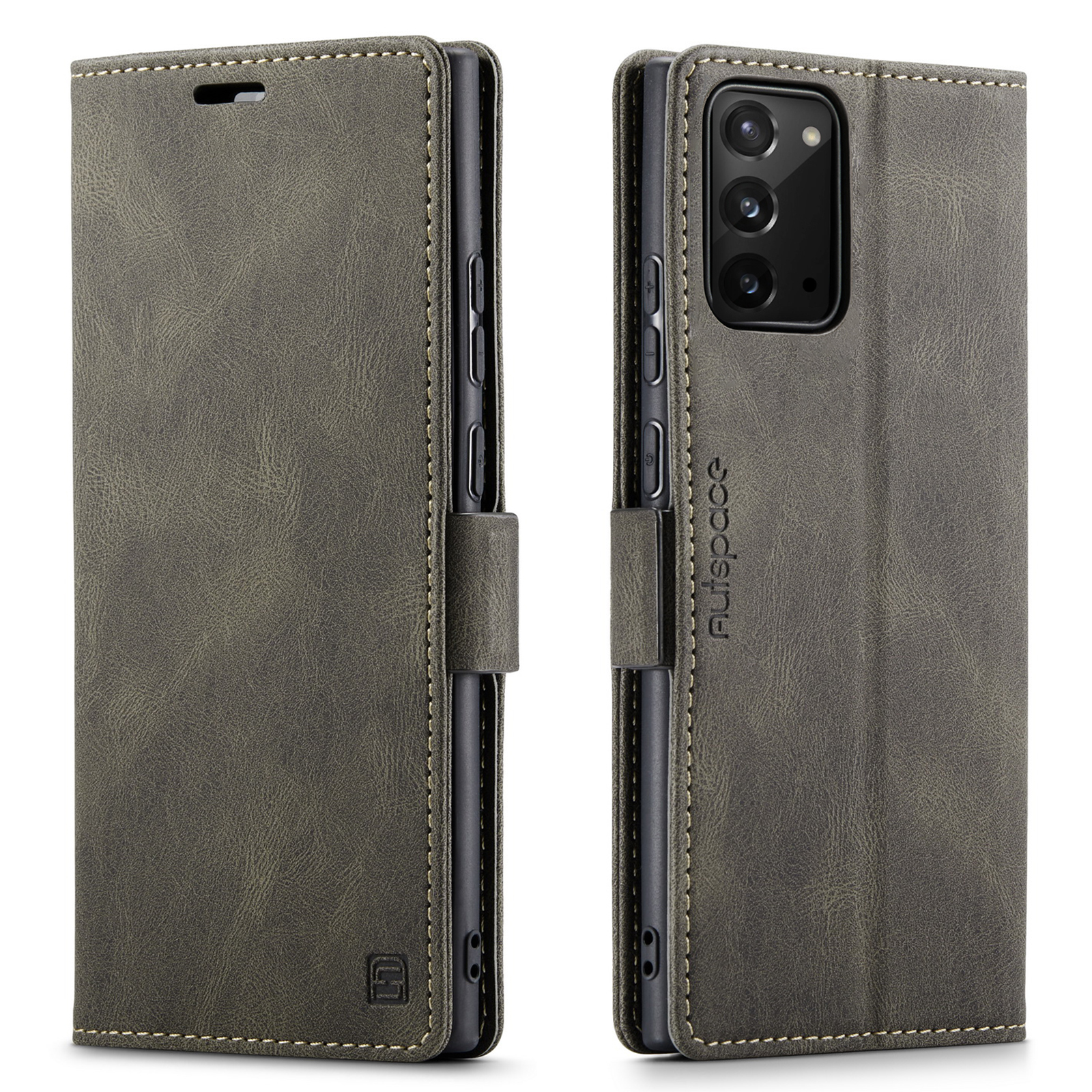 AUTSPACE A01 Series RFID Blocking Retro Matte Leather Stand Case Wallet for Samsung Galaxy Note 20 5G / Galaxy Note 20 - Coffee-3