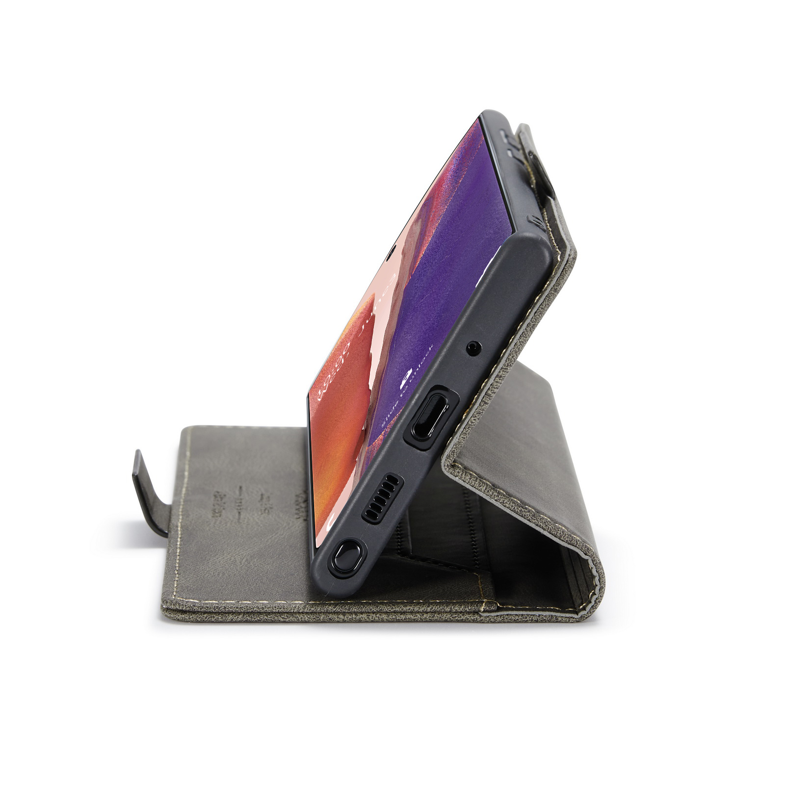 AUTSPACE A01 Series RFID Blocking Retro Matte Leather Stand Case Wallet for Samsung Galaxy Note 20 5G / Galaxy Note 20 - Coffee-15