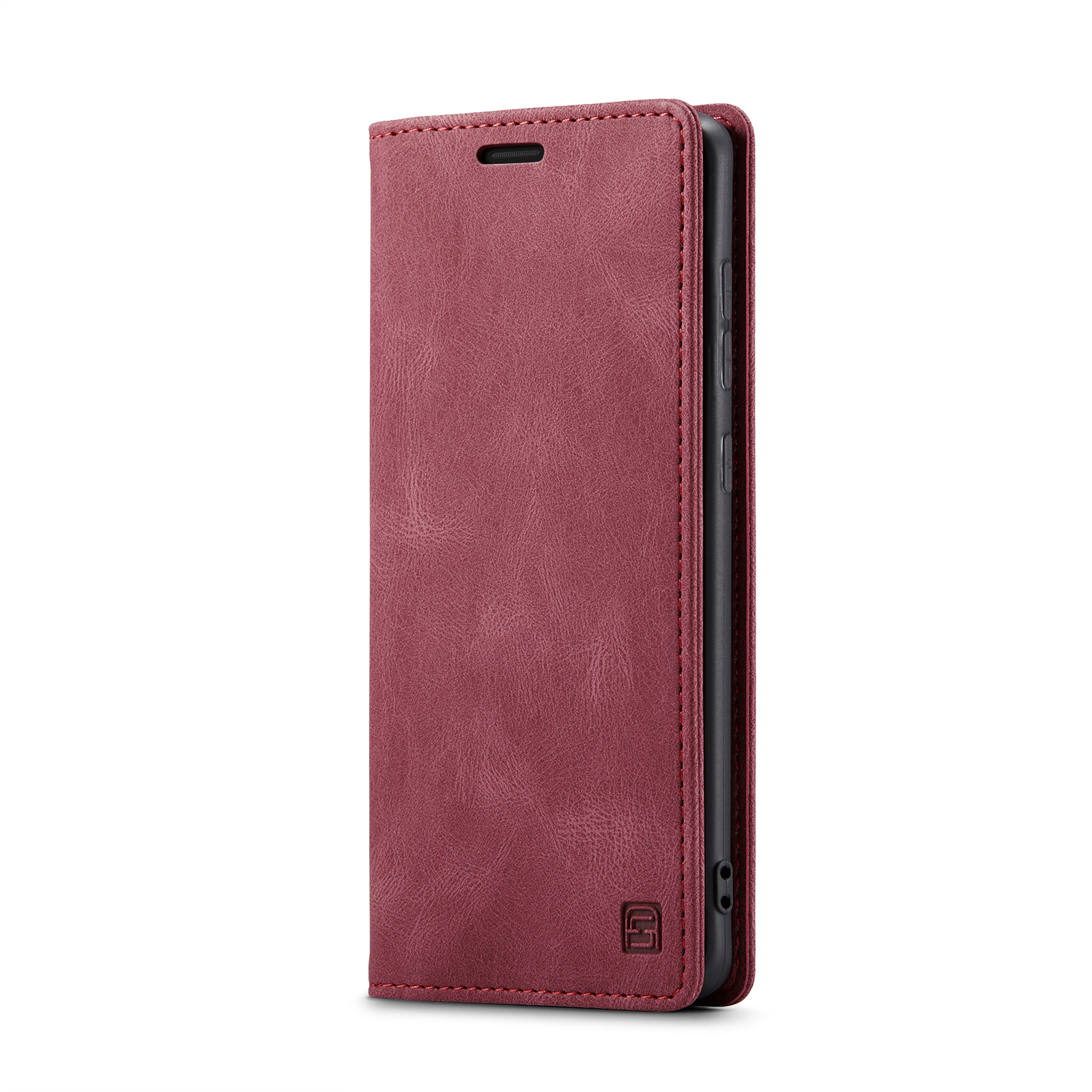 AUTSPACE A01 Series RFID Blocking Retro Matte Leather Case Wallet for Samsung Galaxy A41 (Global Version) - Red-6