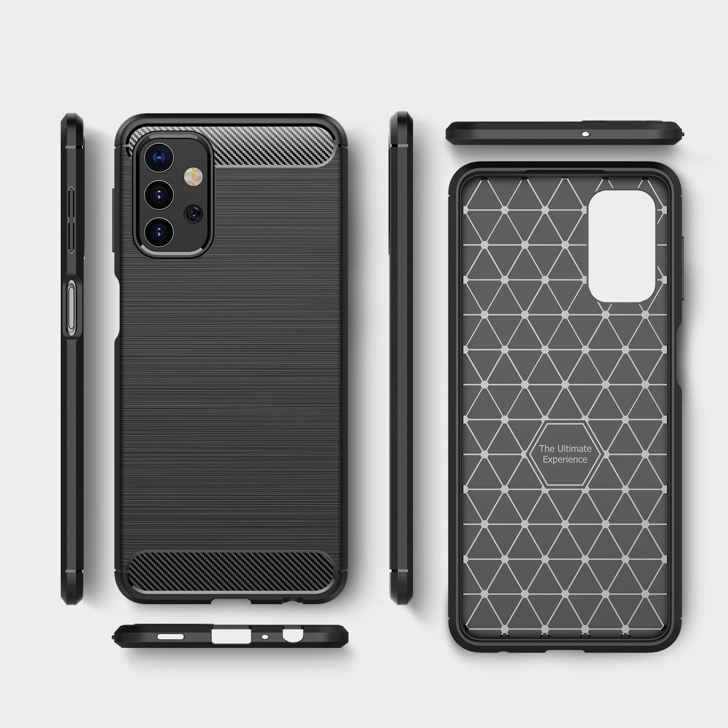 Per Samsung Galaxy A32 5G / M32 5g Coperchio Protettivo Per la Fibra di Carbonio Flessibile Flessibile a Tpu Flessibile Spazzolato - Nero