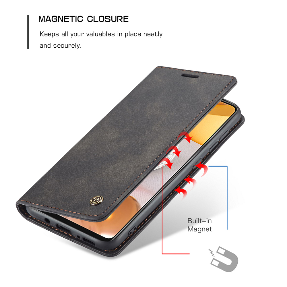 Caseme 013 Série Auto-absorbed le Cuir Portefeuille Pour Samsung Galaxy A42 5G - le Noir