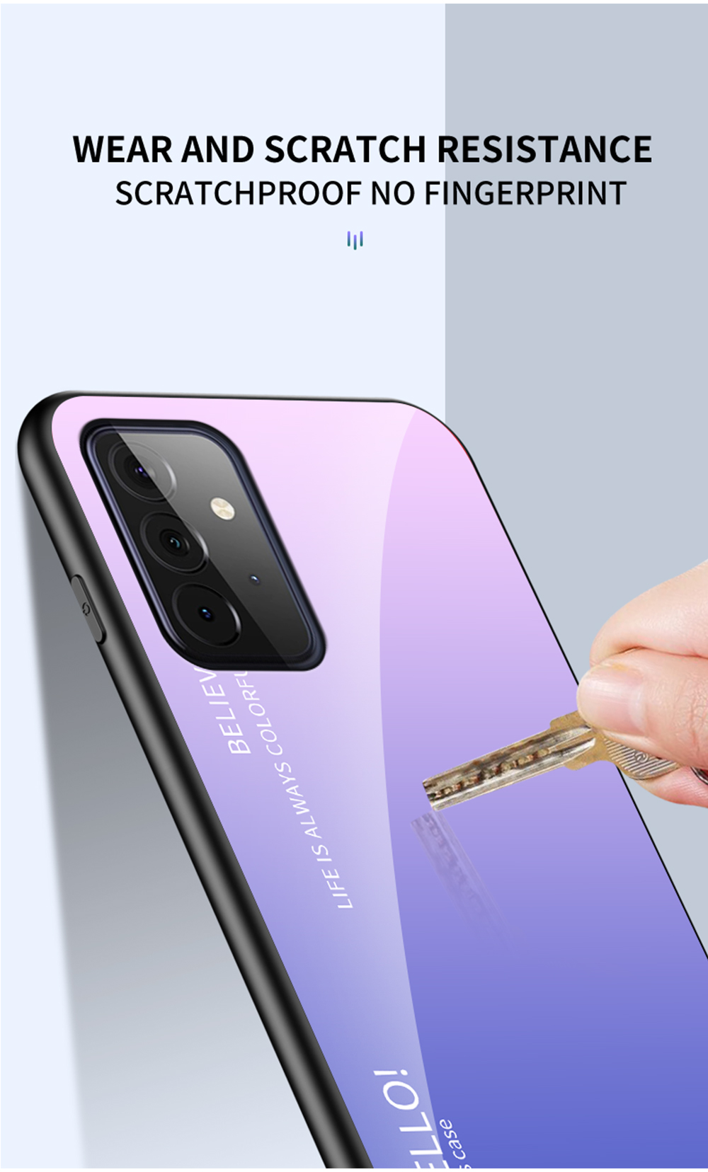 Modèle de Gradient de Couleur de Verre Trempé Pour Samsung Galaxy A72 4g / 5g - le Noir