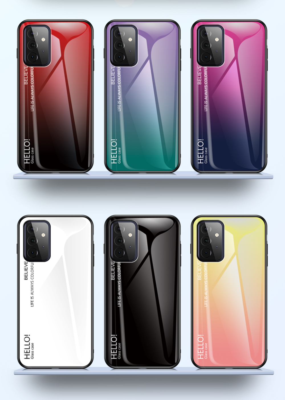 Modèle de Gradient de Couleur de Verre Trempé Pour Samsung Galaxy A72 4g / 5g - le Noir