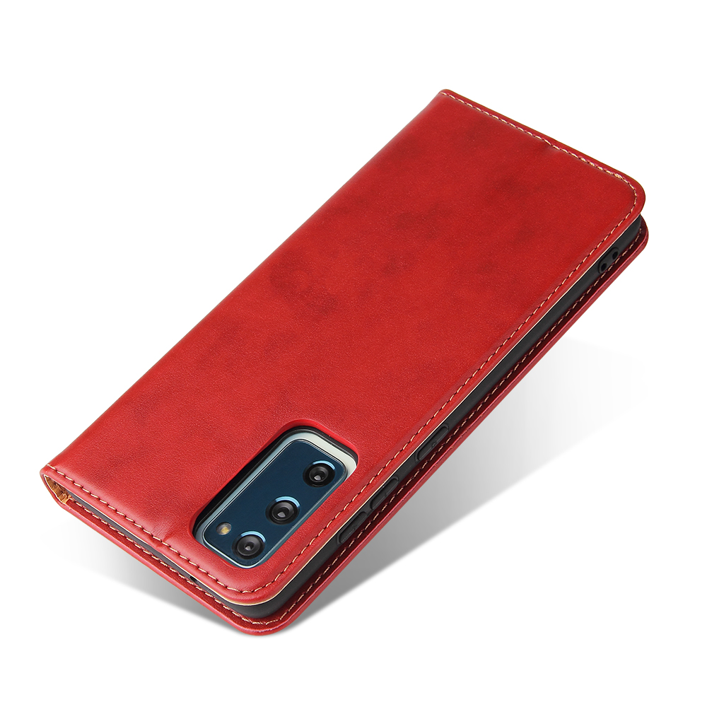 Wallet Stand PU Leather Auto-absorbed Phone Casing for Samsung Galaxy S20 FE/S20 Fan Edition/S20 FE 5G/S20 Fan Edition 5G/S20 Lite - Red-2