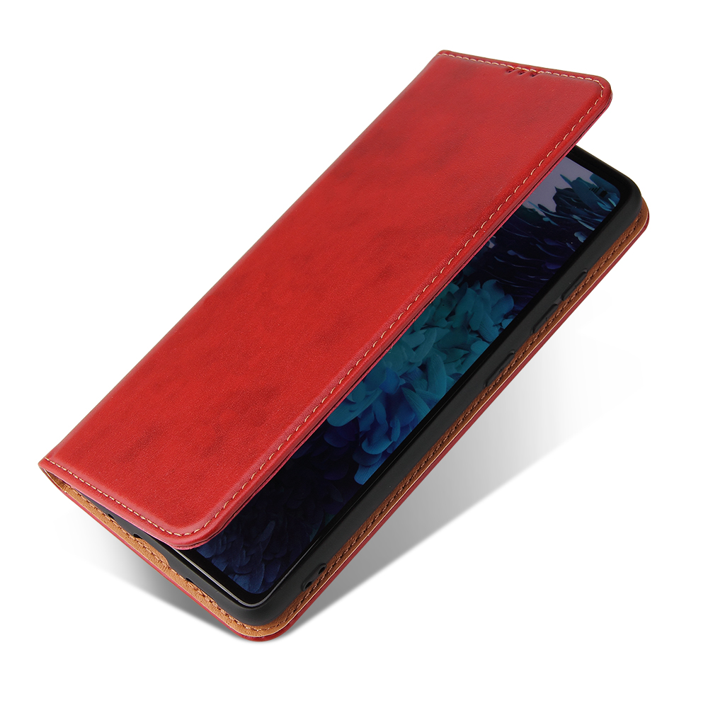 Wallet Stand PU Leather Auto-absorbed Phone Casing for Samsung Galaxy S20 FE/S20 Fan Edition/S20 FE 5G/S20 Fan Edition 5G/S20 Lite - Red-3