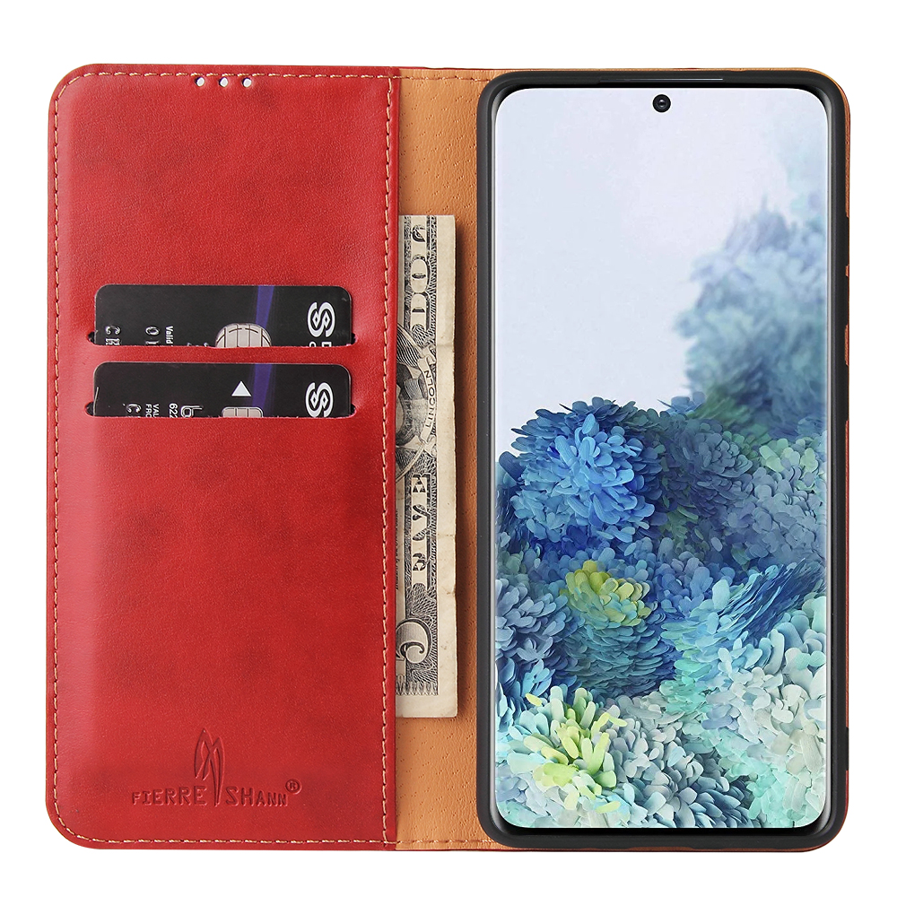 Wallet Stand PU Leather Auto-absorbed Phone Casing for Samsung Galaxy S20 FE/S20 Fan Edition/S20 FE 5G/S20 Fan Edition 5G/S20 Lite - Red-6