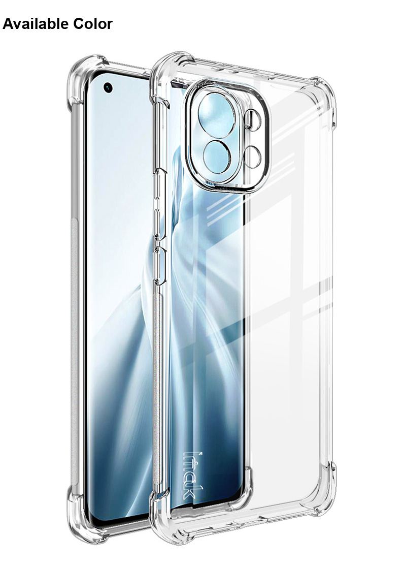 IMAK Vollschutz Stoßdämpfung Absorption Soft TPU Fall + Bildschirmschutz Film Für Xiaomi Mi 11 - Transparent