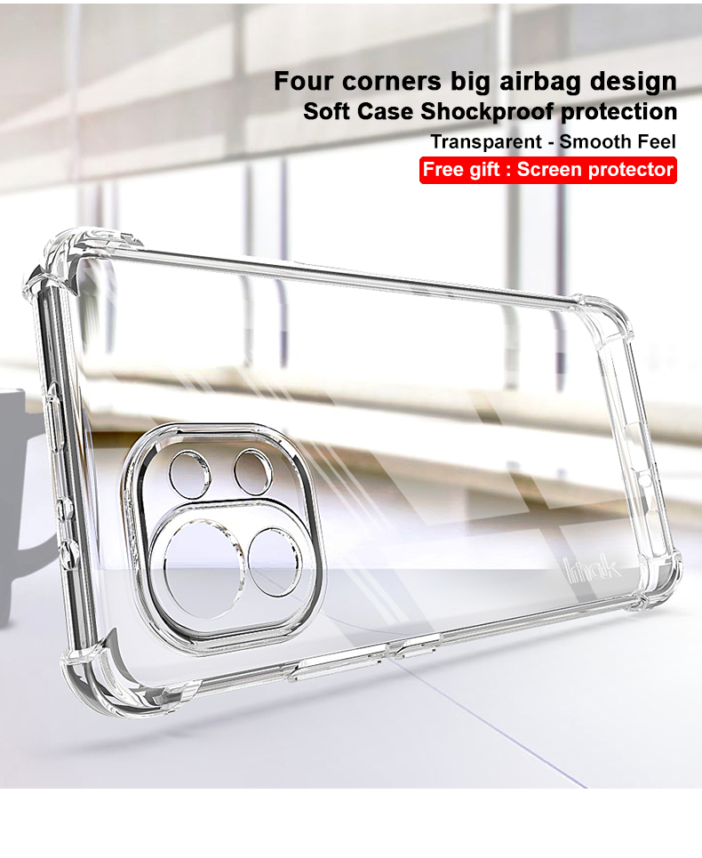 IMAK Proteção Full Shock Absorção Soft TPU Case + Filme Protetor de Tela Para Xiaomi Mi 11 - Transparente