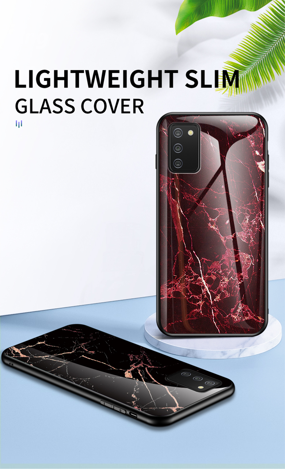 Modèle de Marbrure Résistant à L'usure et à la Couverture de Téléphone Portable Hybride en Verre Trempé Pour Samsung Galaxy A02s (164.2x75.9x9,1 Mm) - le Noir