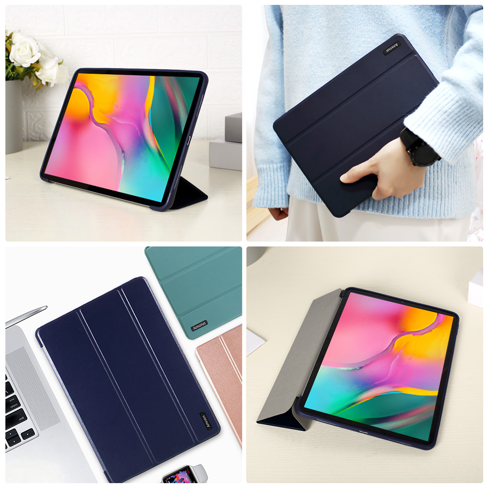 Amorus Tri-fold Cuir Avec un Étui Élégant Pour Samsung Galaxy Tab A 10.1 (2019) T510 - or Rose