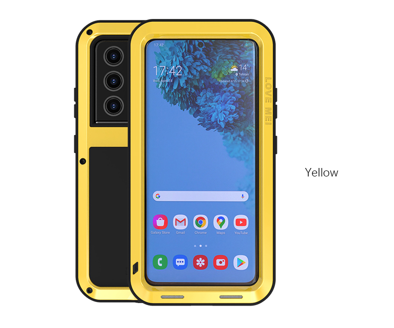 Love Mei Shock Proof Droped Dolve Auro Prova in Metallo Potente Per Samsung Galaxy S21 Ultra 5G [senza Vetro Anteriore] - Nero