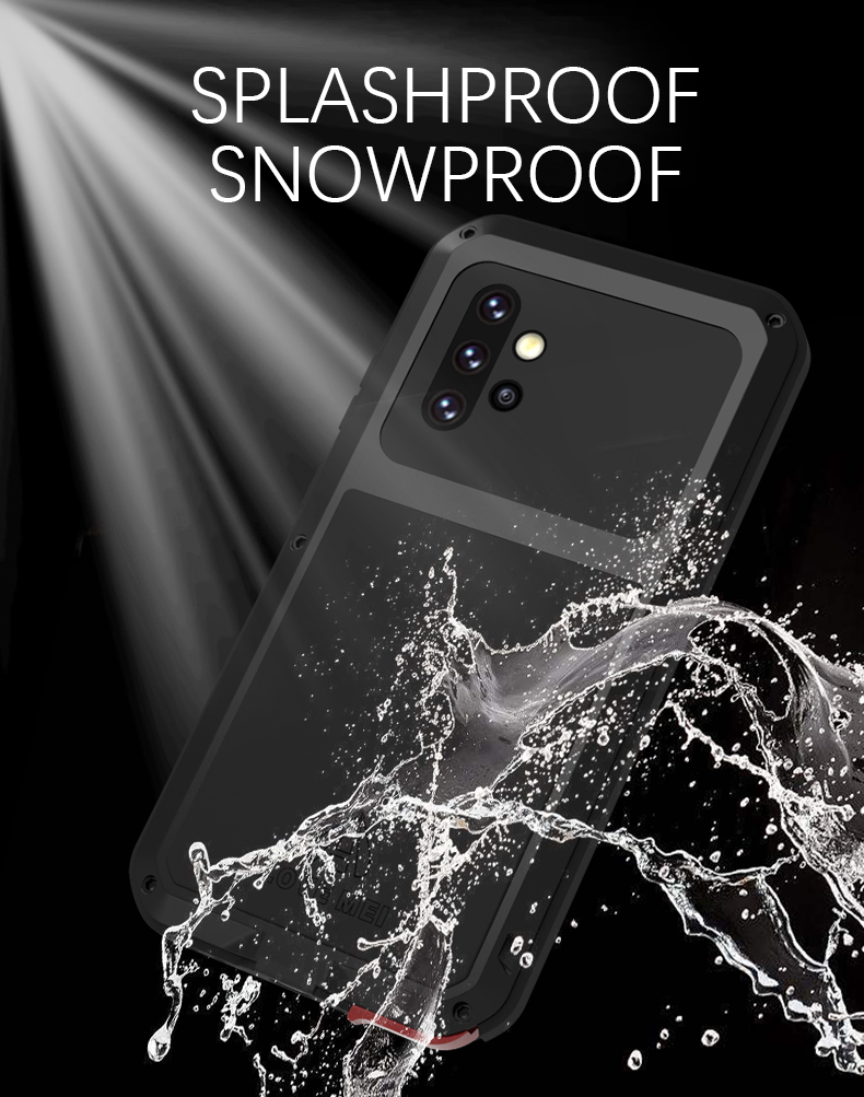 Love Mei Auroproof Dolveo -dust Dust Aurodust Case Per Samsung Galaxy A52 4G/5G / A52s 5G [metallo+silicone+vetro Temperato] - Nero