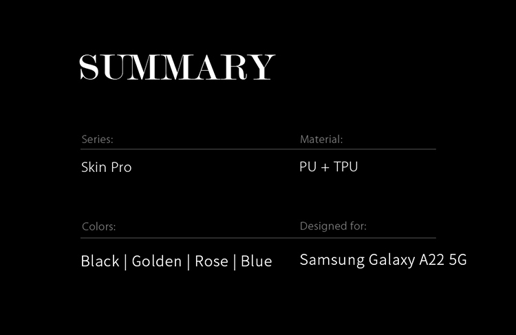 Dux Ducis Skin Pro Series Card Slot Anti-Drop Calte di Cuoio Anteriore Shell Per il Telefono Shell Per Samsung Galaxy A22 5G (versione Ue) - Blu