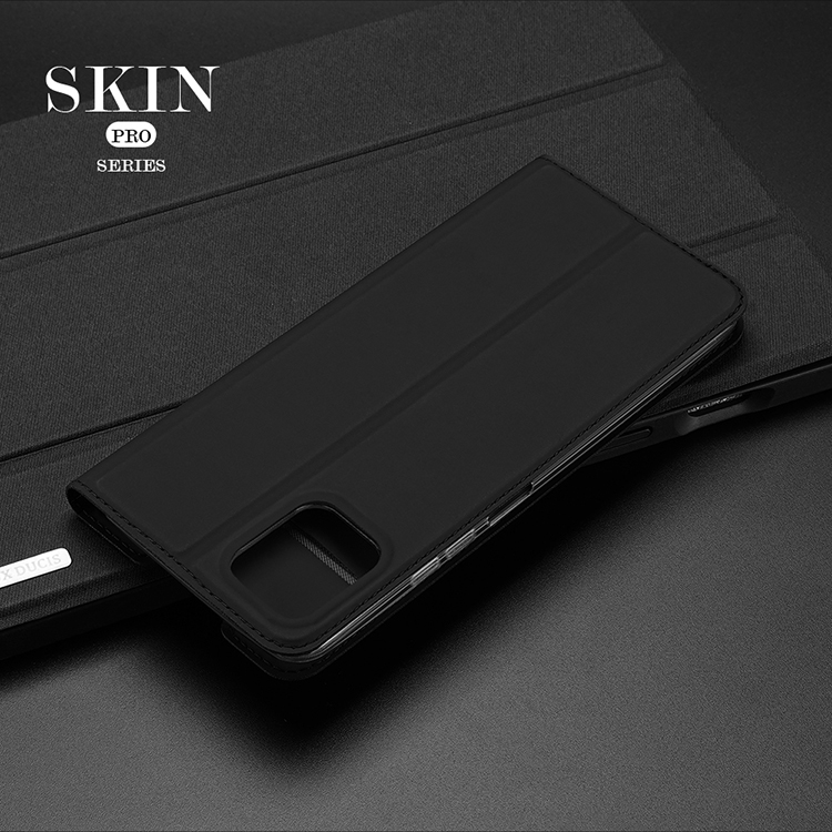 Dux Ducis Skin Pro Series Card Slot Anti-drogen-frontausschnitt Lederständer Phone Hülle Für Samsung Galaxy A22 5G (eu-version) - Blau