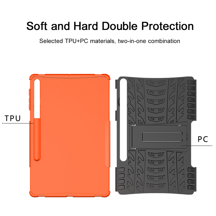 Pour Samsung Galaxy Tab S7 fe Cool Tire Tablet Case Kickstand Hybrid PC + TPU Couverture - Blanc