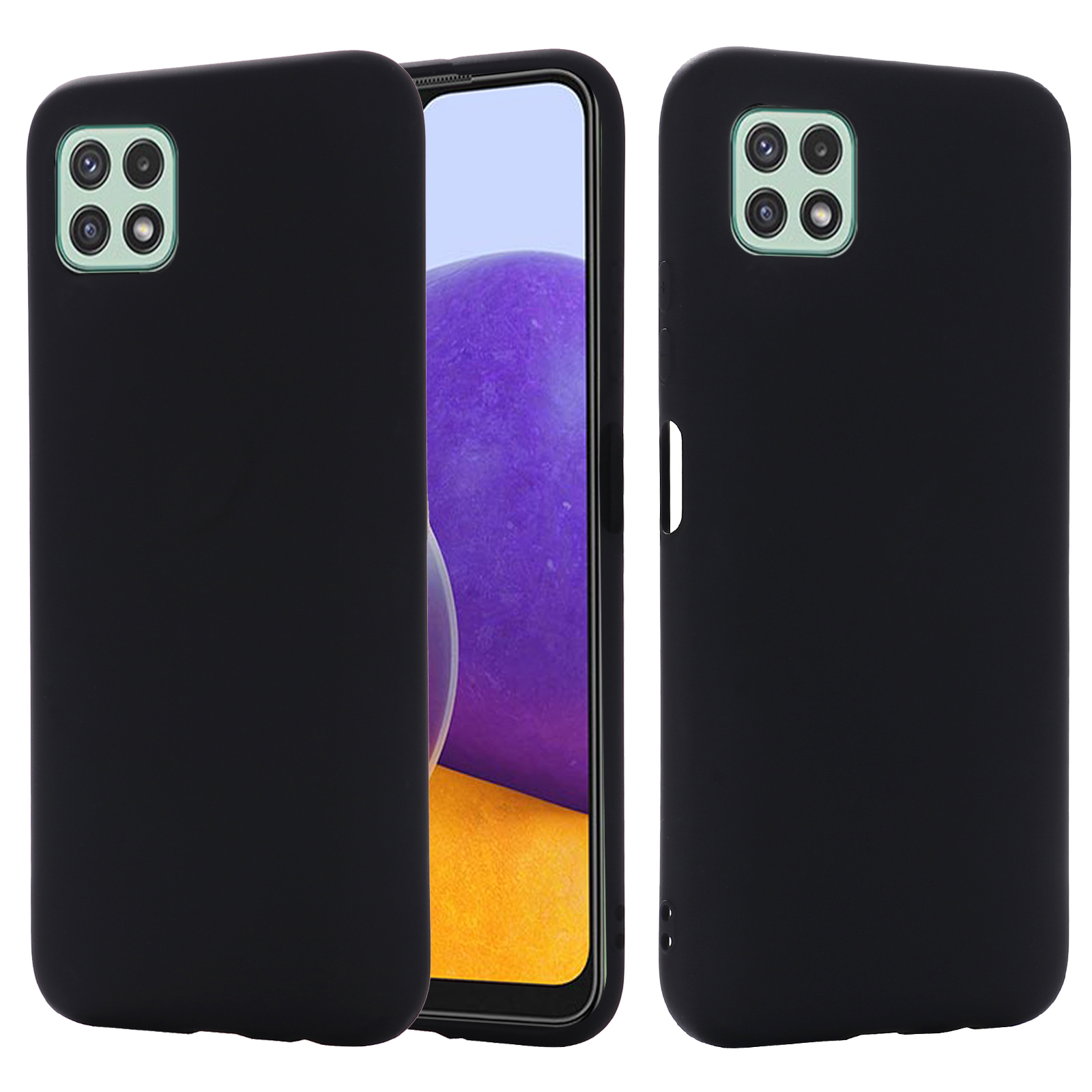 Liquid Silicone Mobile Phone Case Cover Protector with Handy Strap for Samsung Galaxy A22 5G (EU Version) - Black-2
