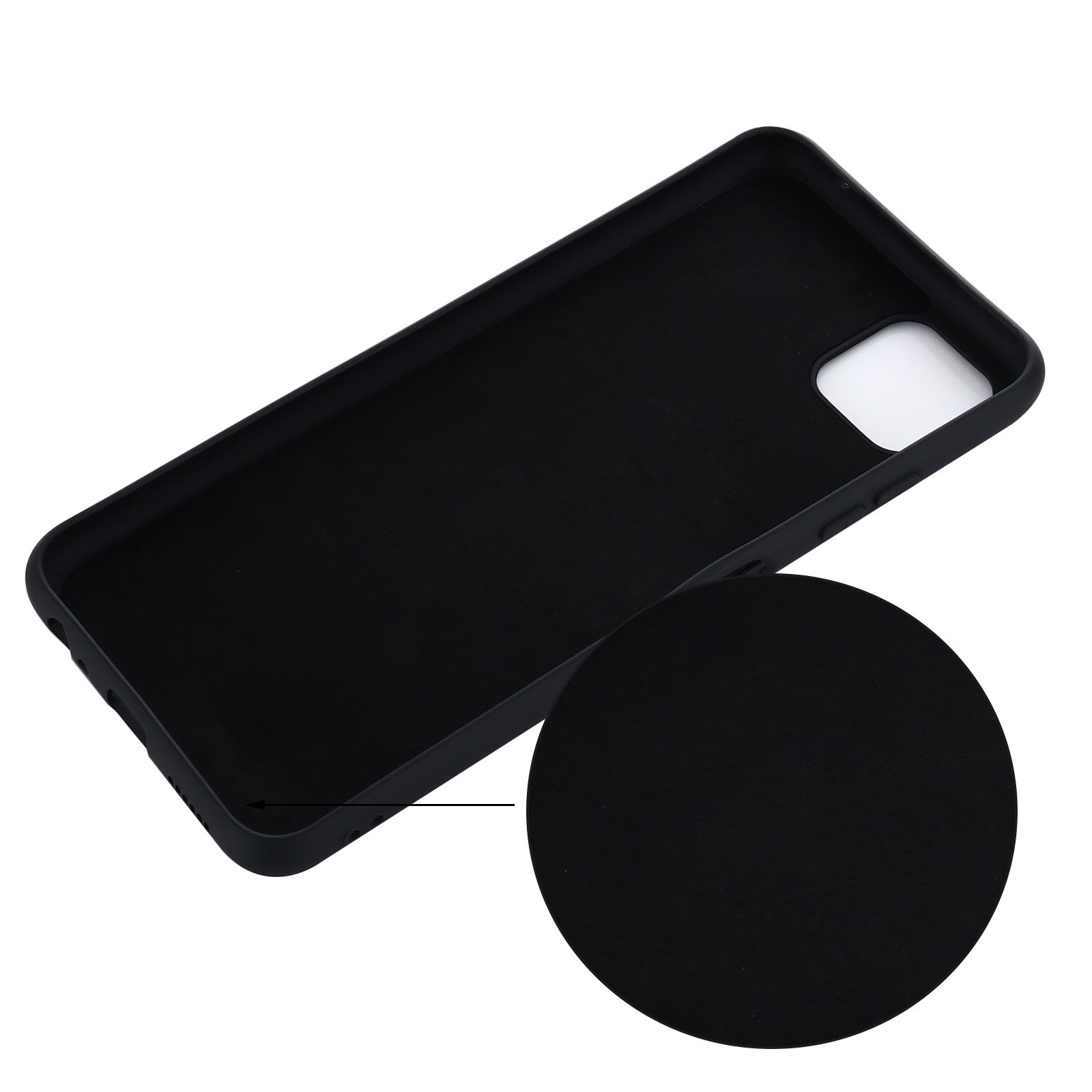 Liquid Silicone Mobile Phone Case Cover Protector with Handy Strap for Samsung Galaxy A22 5G (EU Version) - Black-3