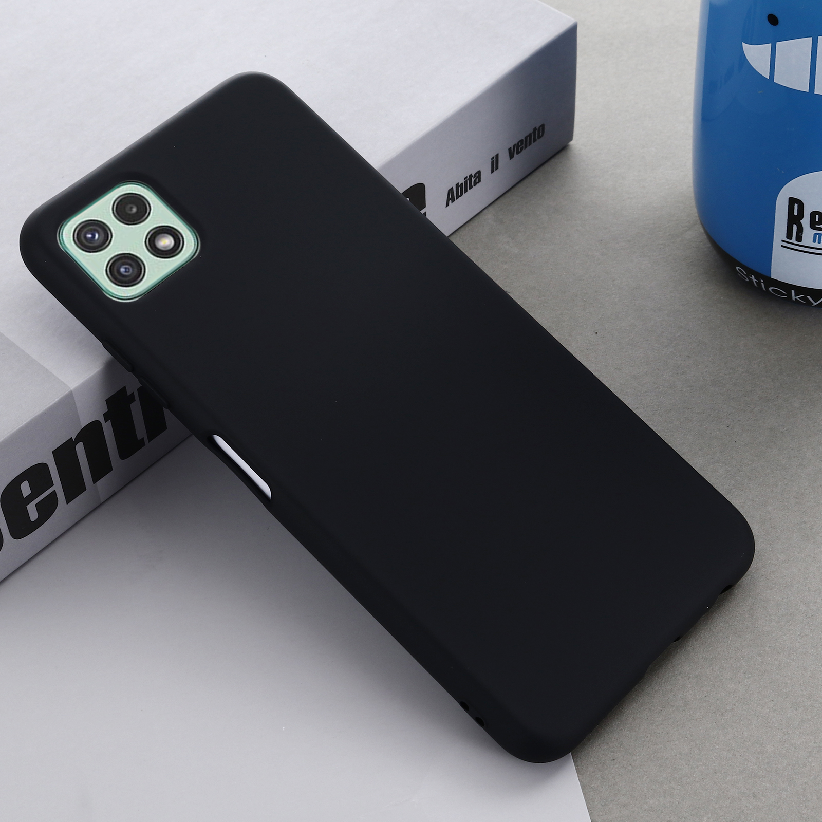 Liquid Silicone Mobile Phone Case Cover Protector with Handy Strap for Samsung Galaxy A22 5G (EU Version) - Black-6