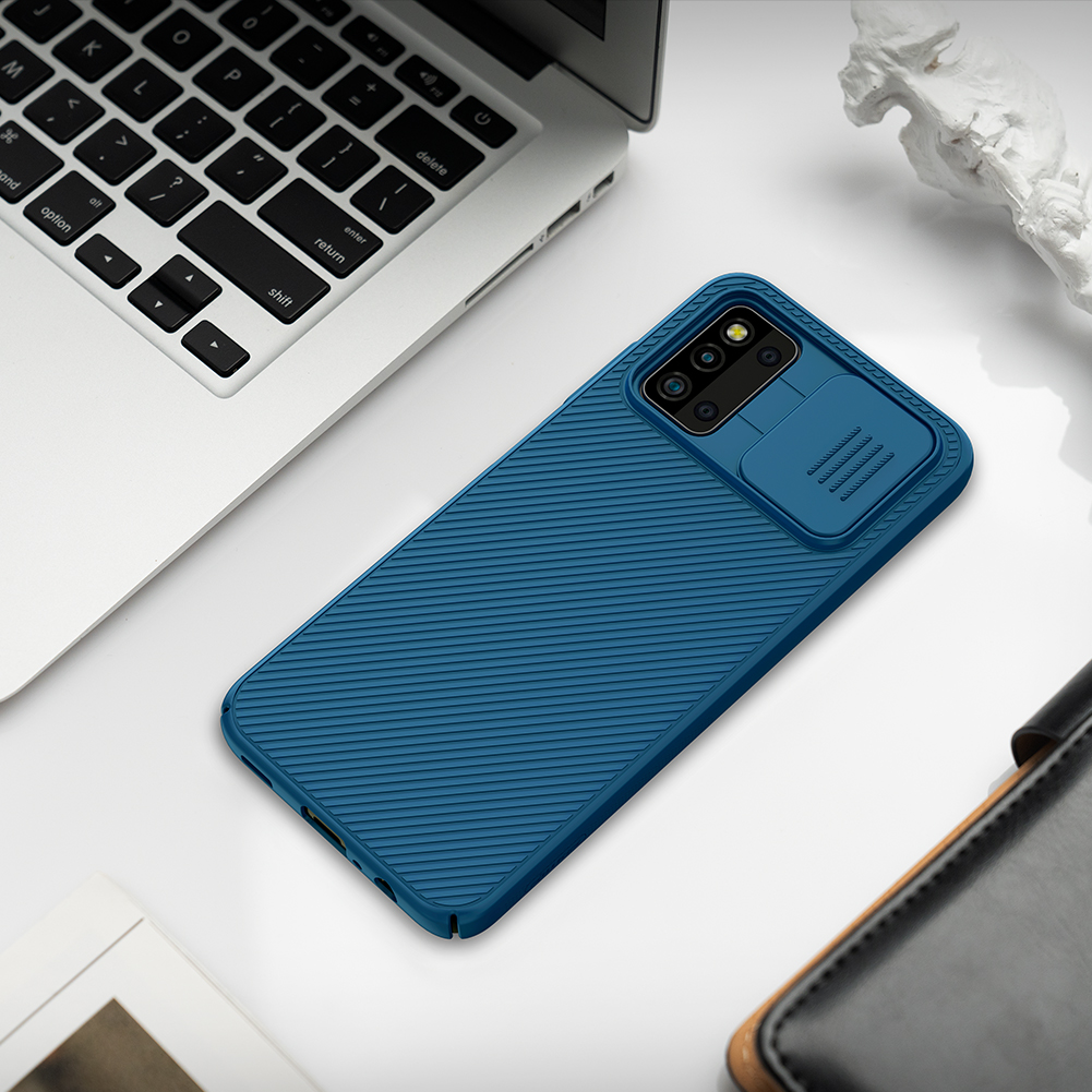 Nillkin Camshield Hard -pc -abdeckungshülle Mit Folienkamera -schutzdesign Für Samsung Galaxy F52 5G - Blau