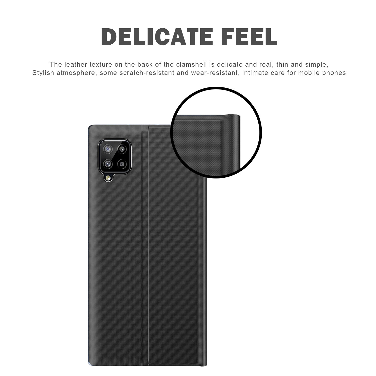 Side View Window Folio Flip Leather Stand Phone Case Protector for Samsung Galaxy A22 4G (EU Version) - Black-3