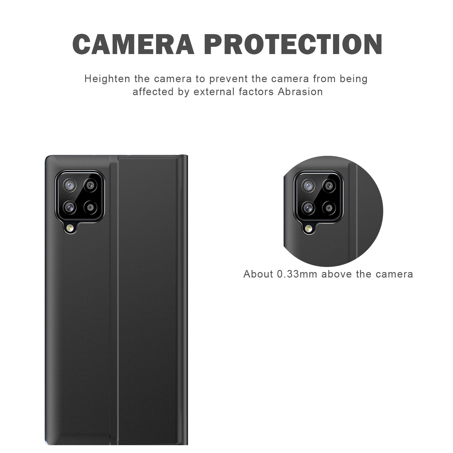 Side View Window Folio Flip Leather Stand Phone Case Protector for Samsung Galaxy A22 4G (EU Version) - Black-4