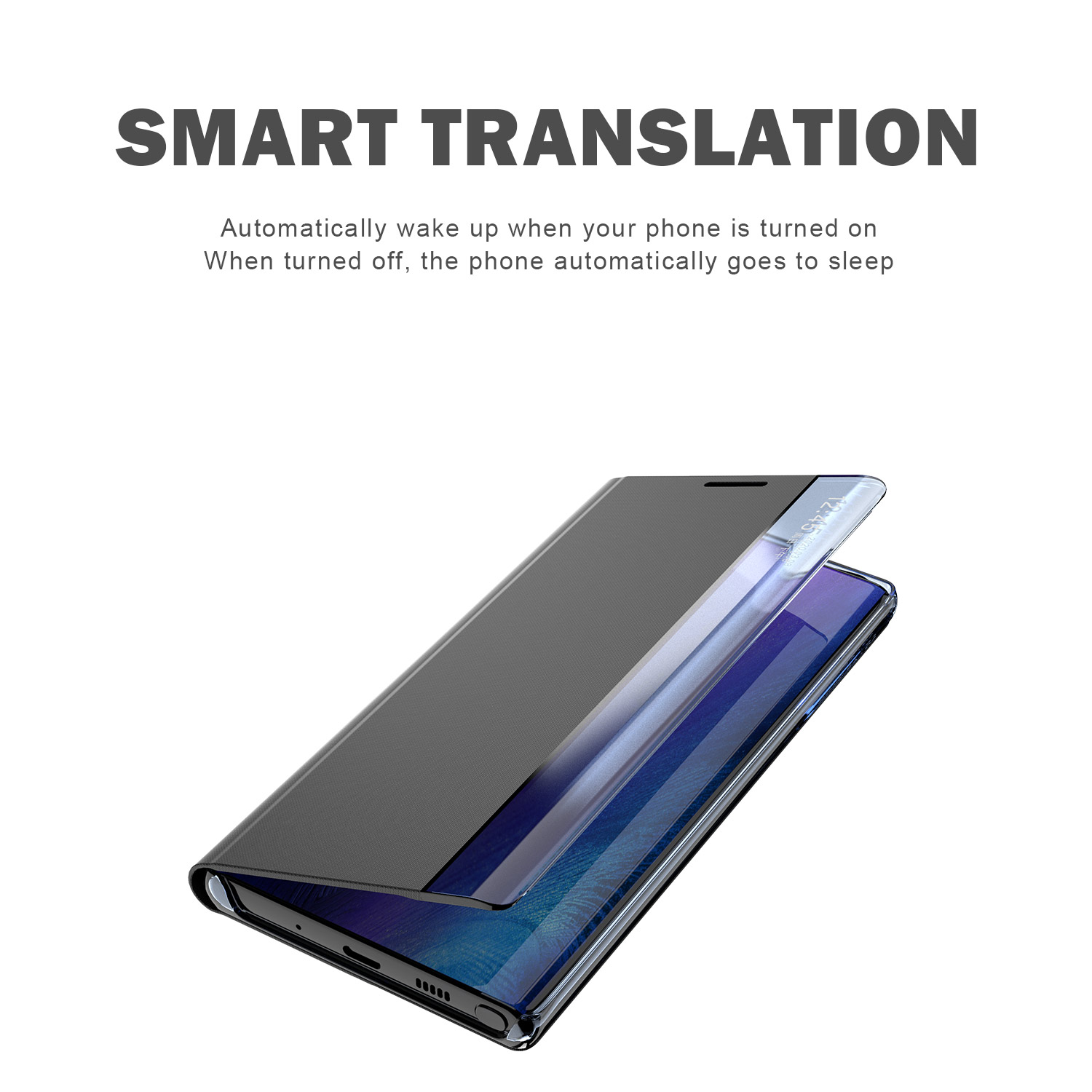 Side View Window Folio Flip Leather Stand Phone Case Protector for Samsung Galaxy A22 4G (EU Version) - Black-5