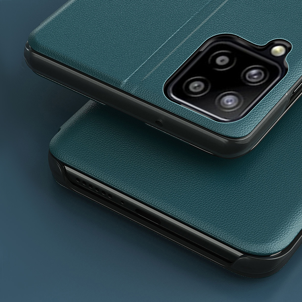 Smart Clear View Window Side Leather Folio Flip Stand Cover with Magnetic Closure for Samsung Galaxy A22 4G (EU Version) - Green-11