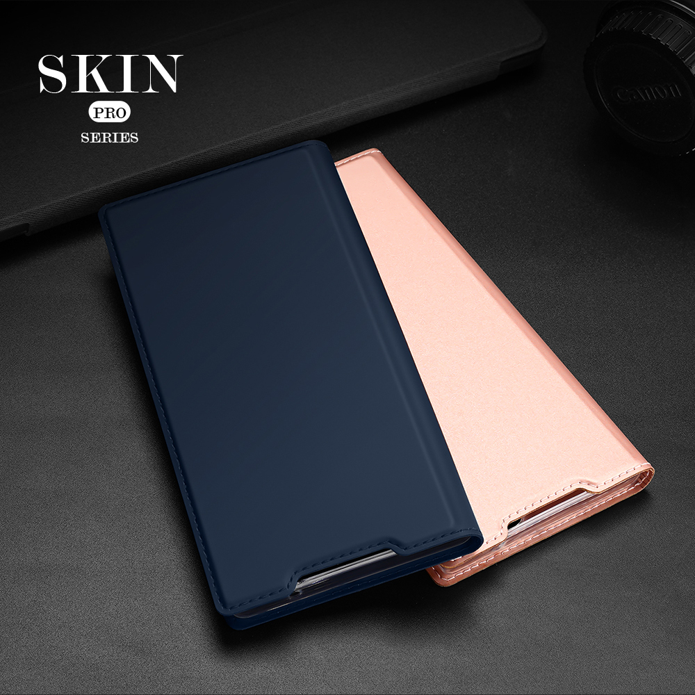 Dux Ducis Skin Skin Pro Série Auto Magnetic Fechado PU Flip Stand Stand Chofsop Tampa Com Slot de Cartão Para Samsung Galaxy S22 Ultra 5G - Rosa