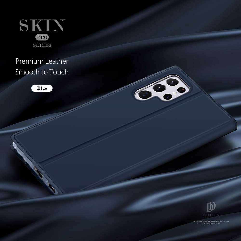 Dux Ducis Skin Pro Series Magnetico Auto Copertina Per Shock a Flip Per Shock Con Slot Per Schede Per Slot Per Samsung Galaxy S22 Ultra 5G - Rosa